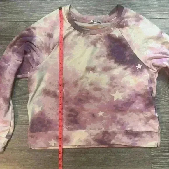 Wildfox Purple and White Tie Dye Crew Neck Sweatshirt with Stars Size S - Picture 6 of 7